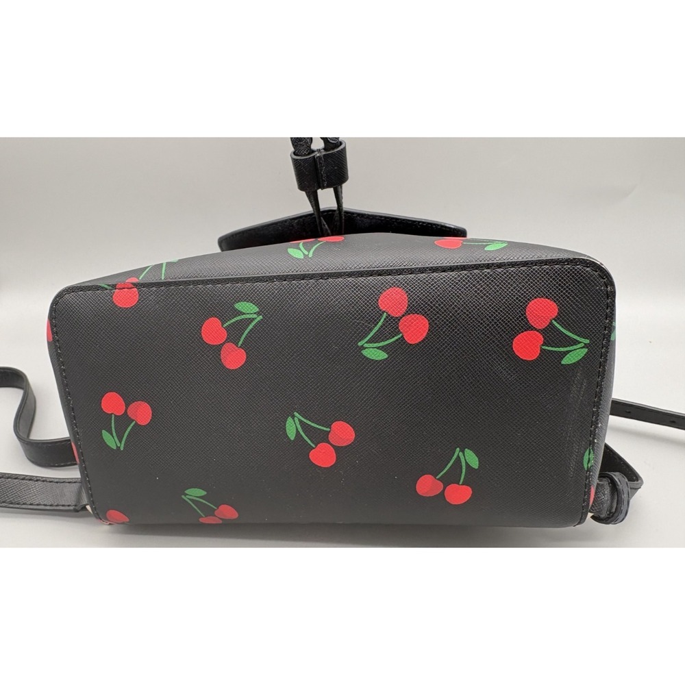 Kate Spade New York Black Red Cherries Womens Purse Bag with Straps Faux Leather - Picture 4 of 11